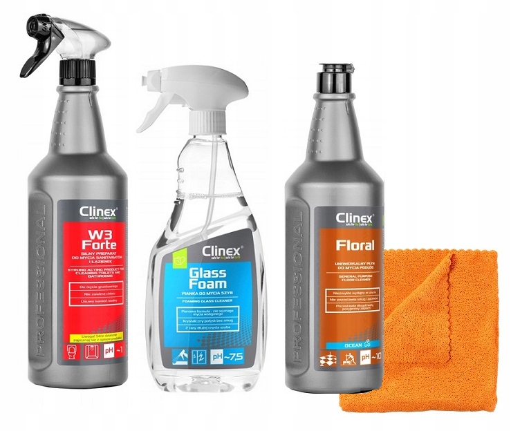 

Zestaw Clinex Floral Glass W3 Forte mikrofibra