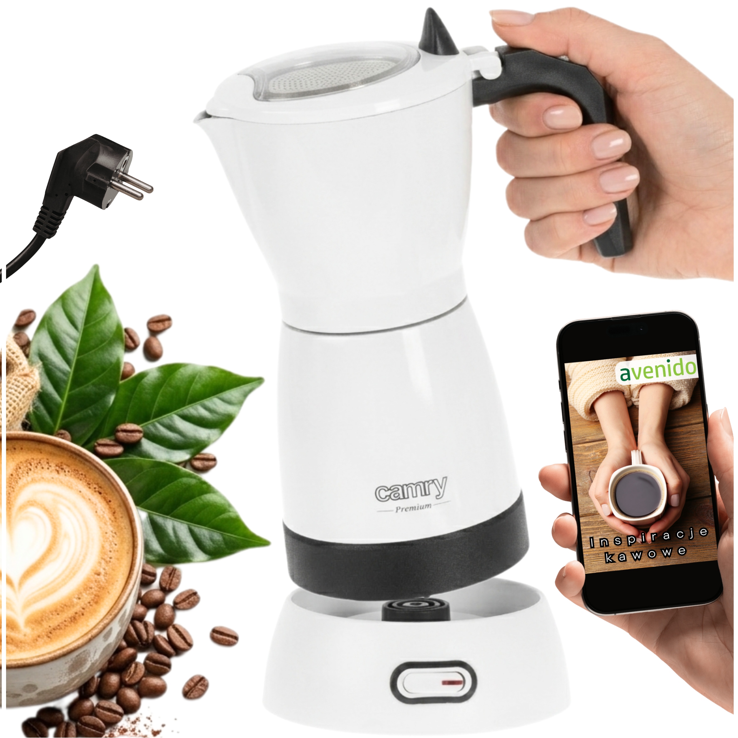 Kawiarka Elektryczna 300ml 6 Filiżanek Mokka Zaparzacz Do Kawy Espresso