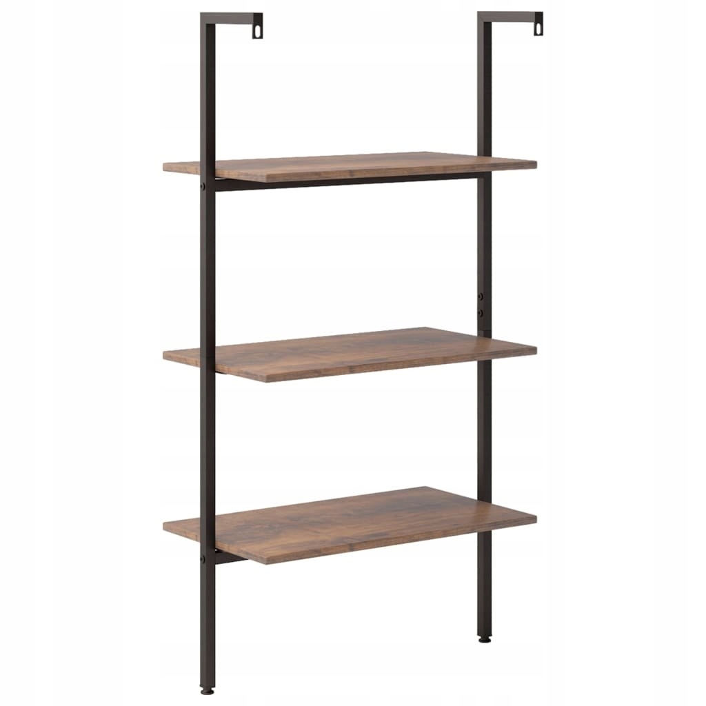 REGAŁ DRABINA Z 3 PÓŁKAMI CIEMNOBRĄZOWO-CZARNY, 64 Szerokość mebla 64 cm