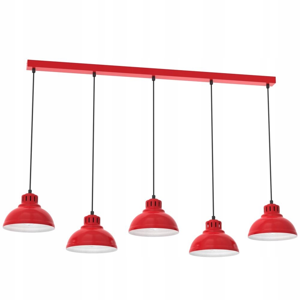 Červená pětibodová závěsná lampa na liště Sven 9229 Luminex