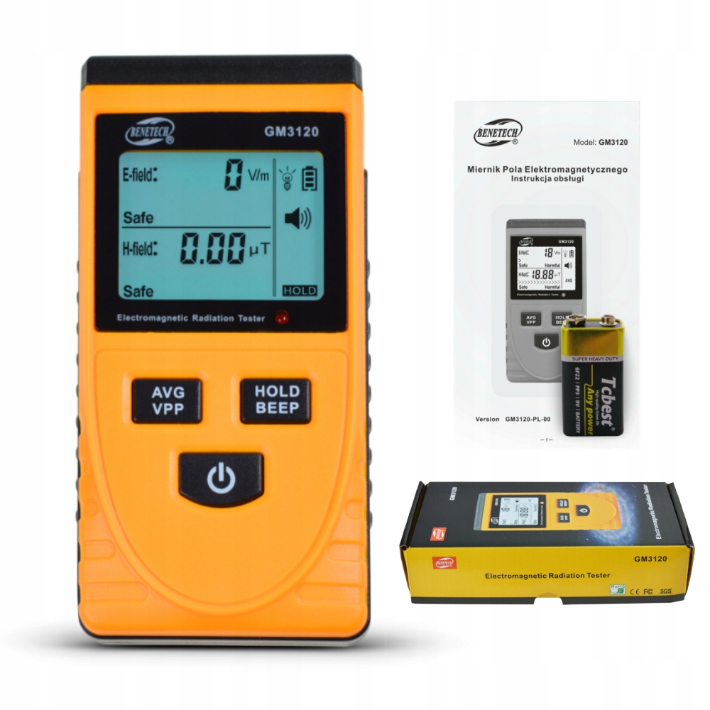 Miernik Pola Elektromagnetycznego Tester Fal Promieniowania 100uT Alarm LCD