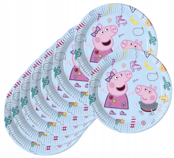Świnka Peppa Talerzyki 8 Sztuk Urodziny 1-9 Tanio