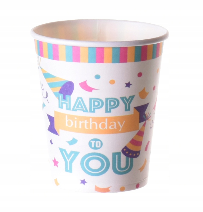 ZESTAW PAPIEROWY KUBECZKI TALERZYKI HAPPY BIRTHDAY Marka inna marka