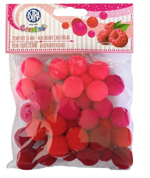 POMPONY DEKORACYJNE ASTRA MALINOWY CHRUŚNIAK 20 MM