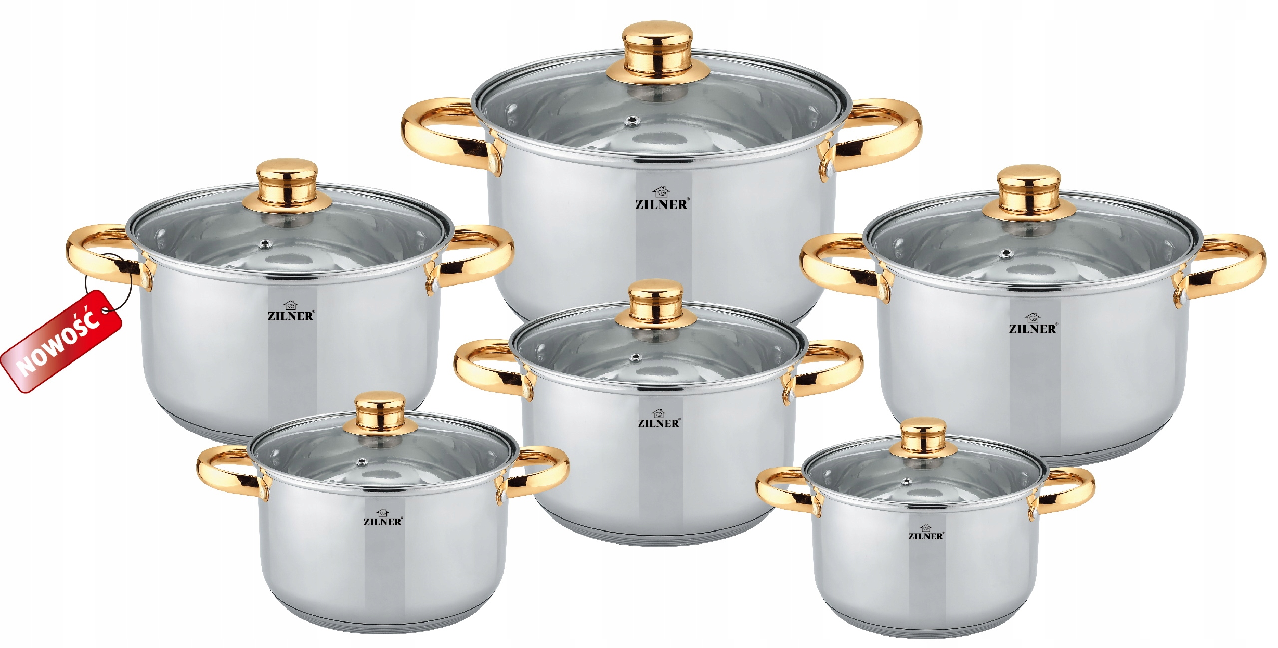 

Komplet Zestaw Garnków 12 el Garnki Zilner Premium
