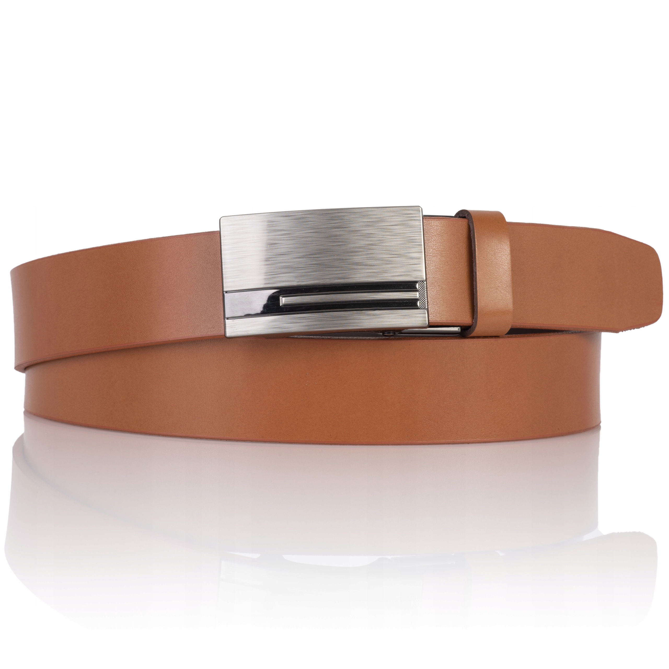 Pasek SKÓRZANY męski Klamra automat RUDY do spodni Marka inna