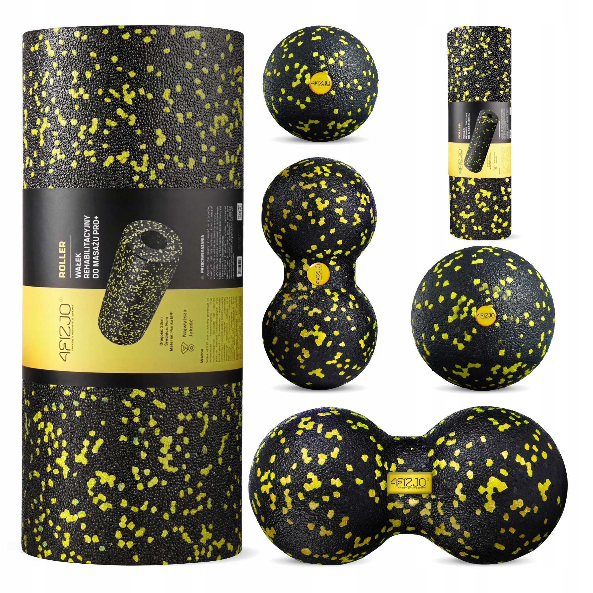 Zestaw Epp Roller Wałek Piłeczka Do Masażu Rehabilitacji Twarda Piłka 6 szt
