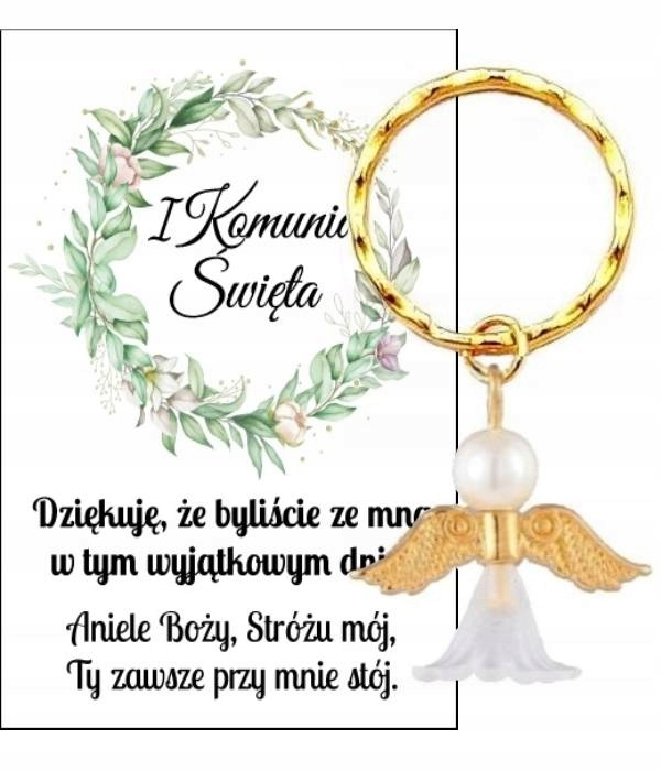 PODZIĘKOWANIE DLA GOŚCI PIERWSZA KOMUNIA ŚWIĘTA ANIOŁEK BRELOK PAMIĄTKA