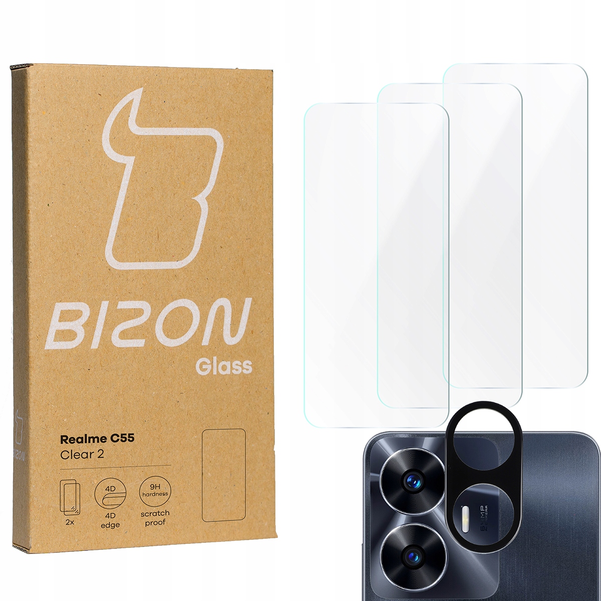 

3x Szkło szybka na aparat Bizon do Realme C55