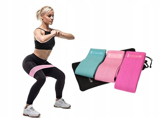 ZESTAW 3 GUM TAŚMY OPOROWE MATERIAŁOWE HIP BAND NICI SILIKONOWE, DO ĆWICZEŃ Długość (cm) 60