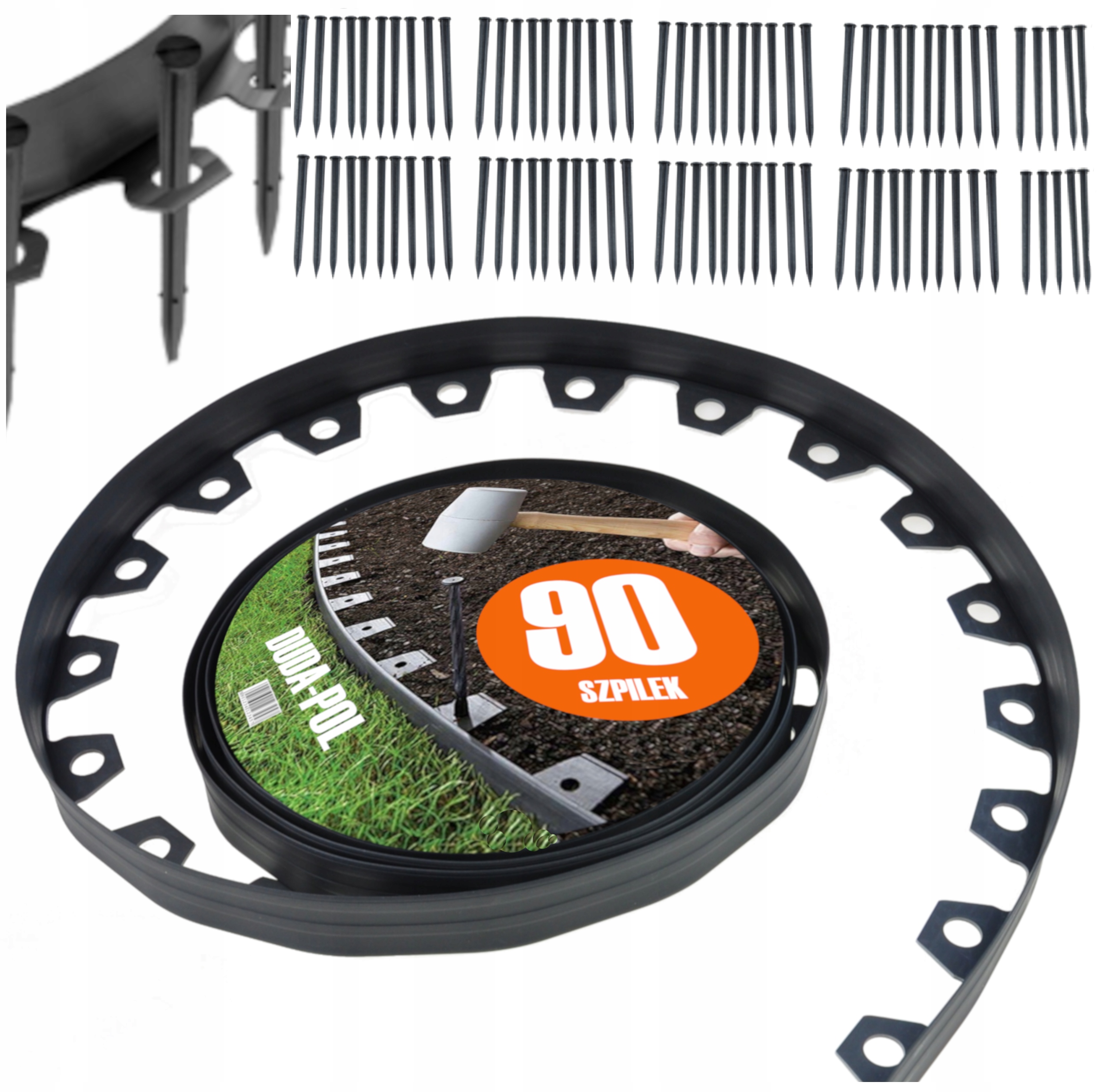 Zahradní Lem Trávníkový 30 m 90 kolíků Okraje Řemínek do zahrady Pl
