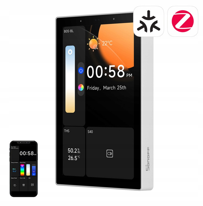 Ovládací panel WiFi ZigBee Matter Sonoff NSPanel Pro 120 biely