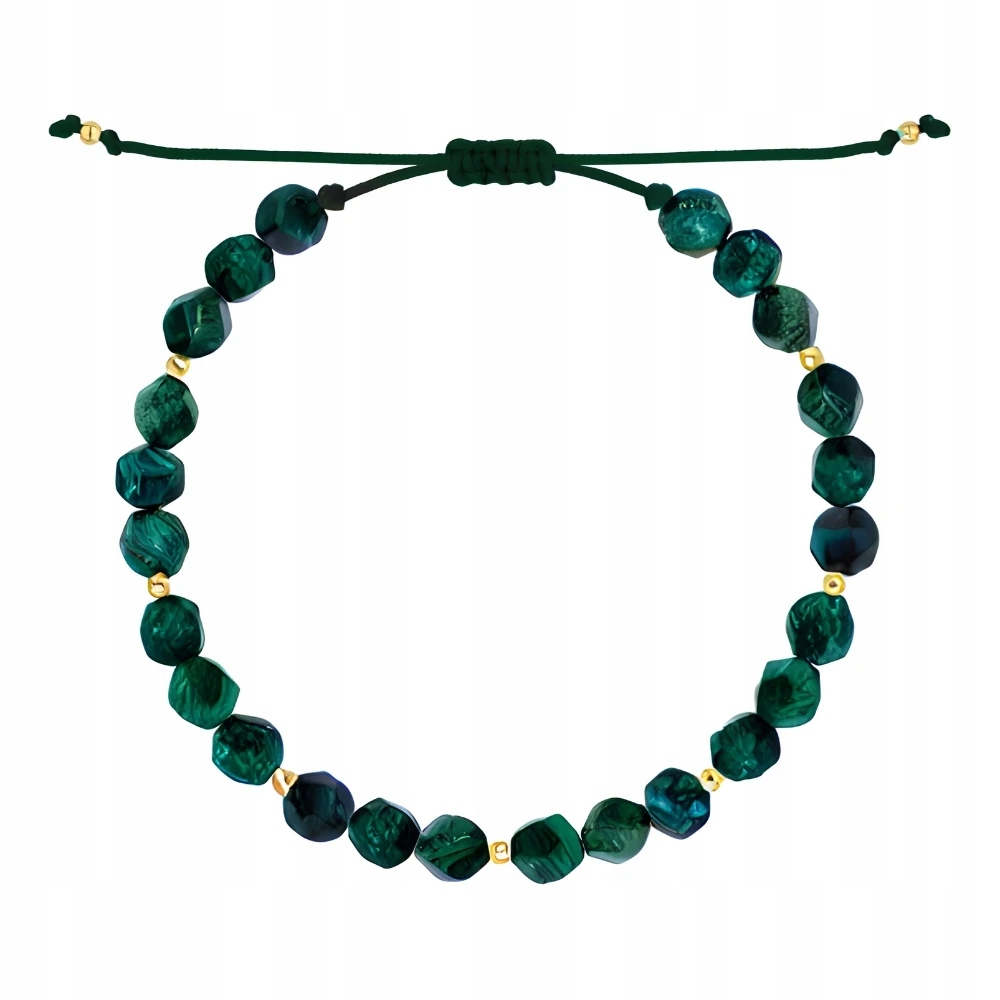 Tygří Oko Šňůrkový Náramek Smaragdový Zeleň Zlaté Kuličky 585