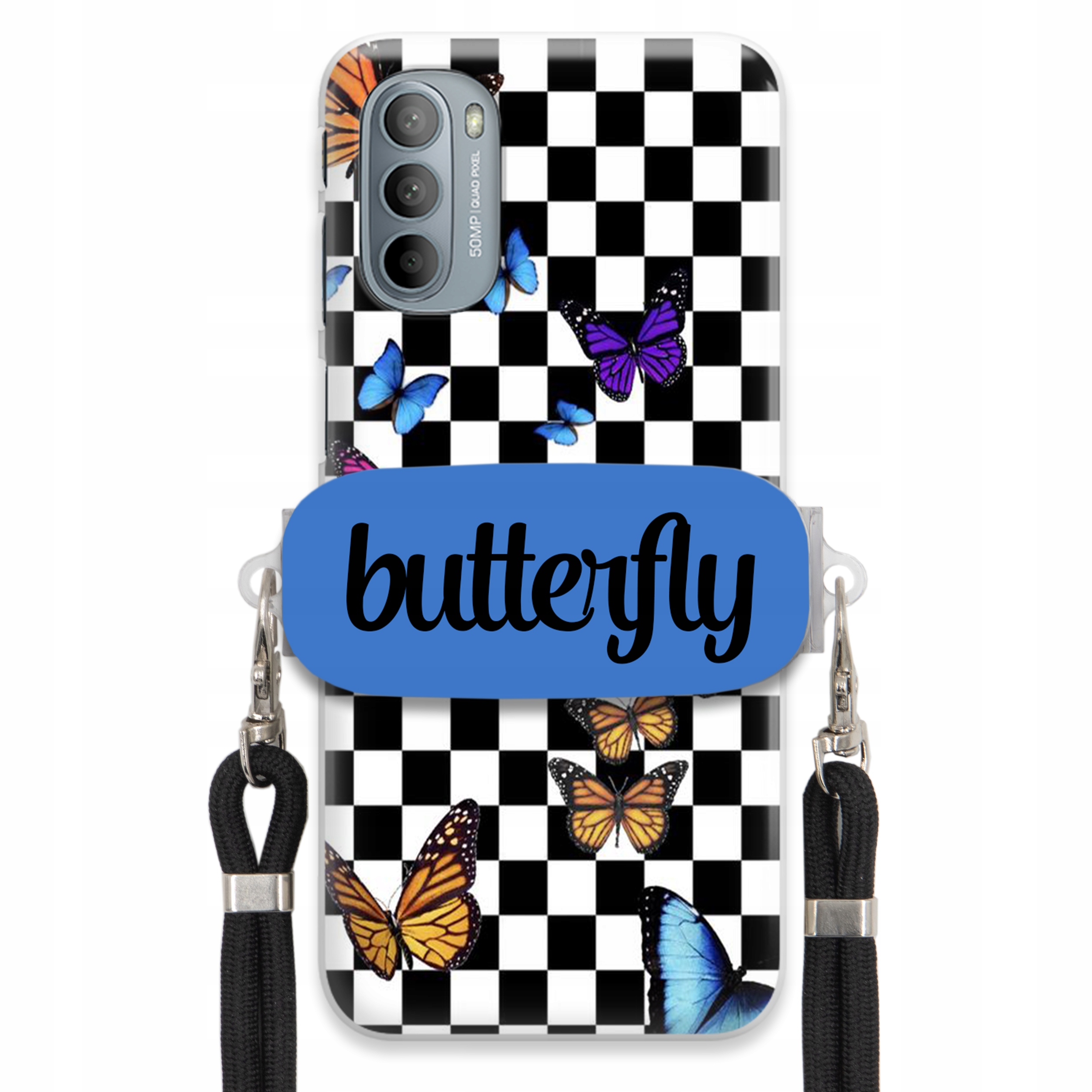 Puzdro Pre Motorola G31 4G Puzdro Obdĺžnikový Držiak Vodítko Butterfly Motýle