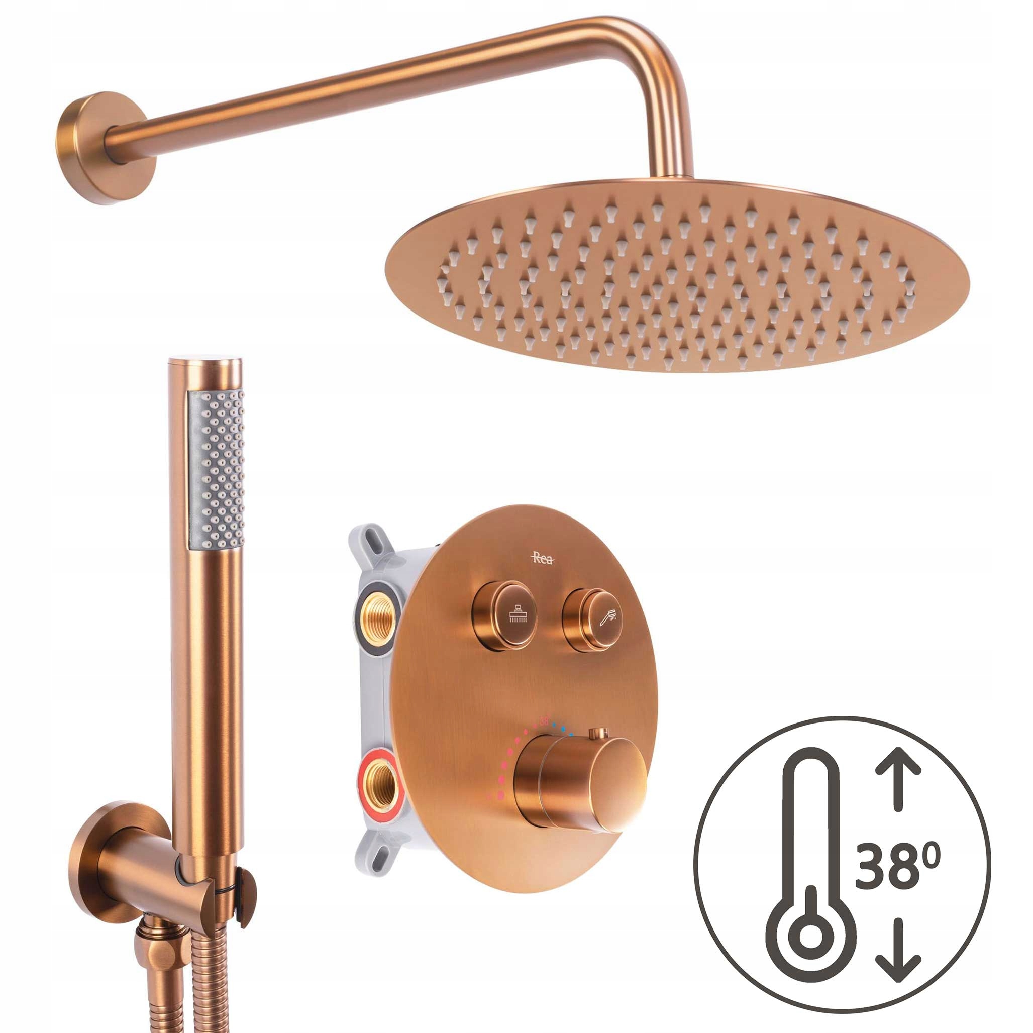 Podomietkový striekací set Lungo s termostatom Box Kartáčovaná meď