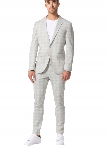 Jeff Elegantní Jednoduché Kostkované Kalhoty Šedé Barvy 31/32