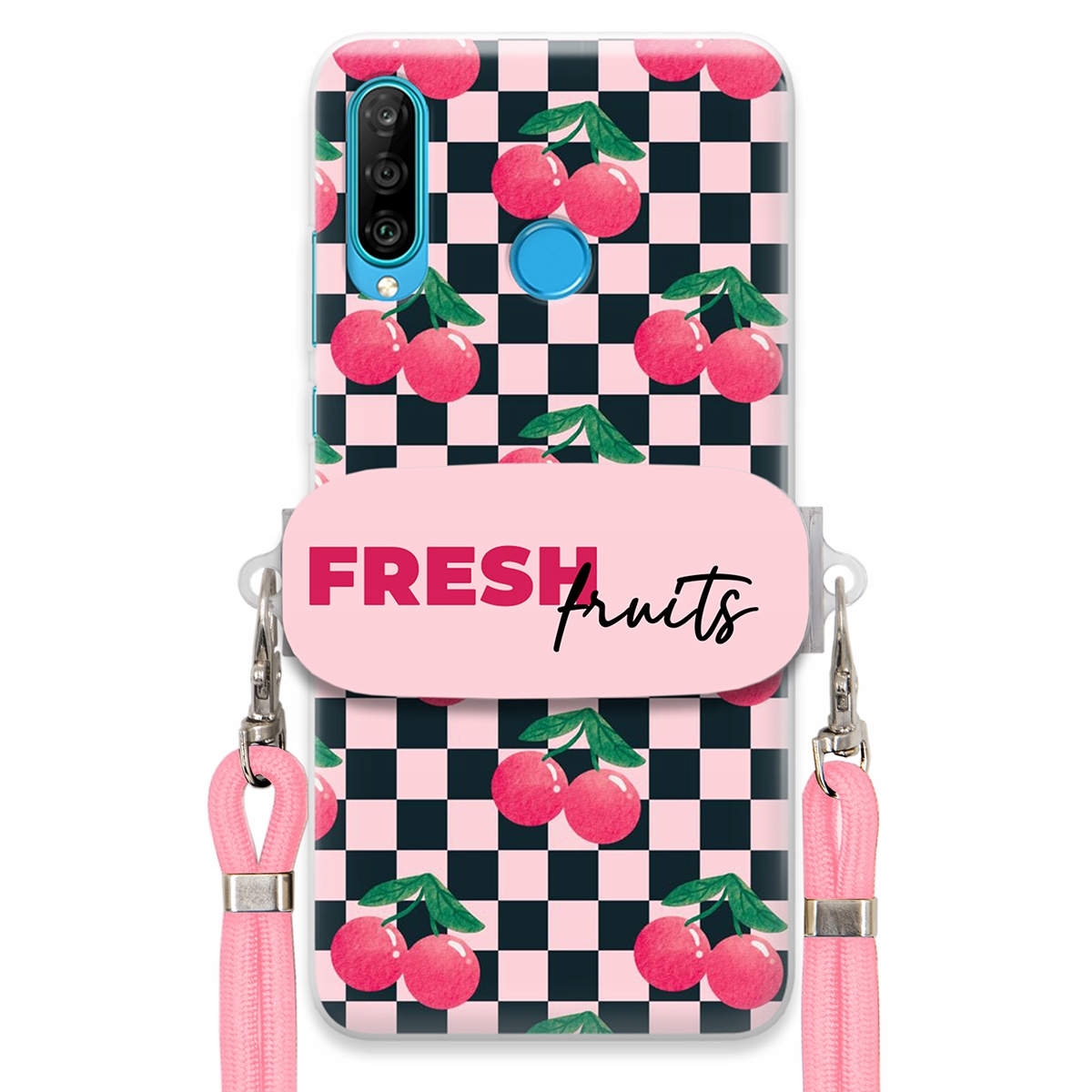 Puzdro pre Huawei P30 Lite Crossbody vodítko držiak šachovnice Fresh Fruits