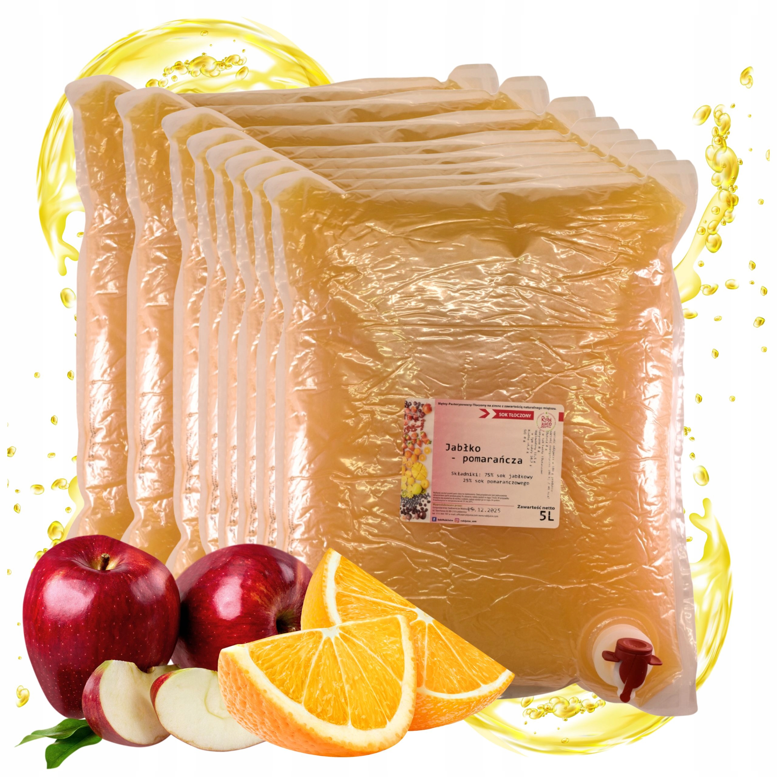 Sok jabłko-pomarańcz 8x5l 100% Nfc tłoczony naturalny bez dodatku cukru