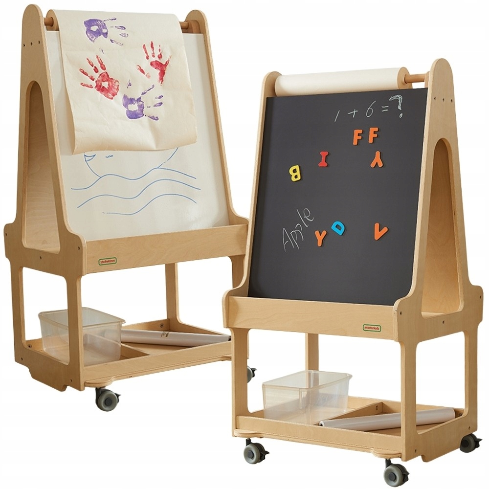 Drewniana sztaluga dwustronna tablica na kółkach Masterkidz