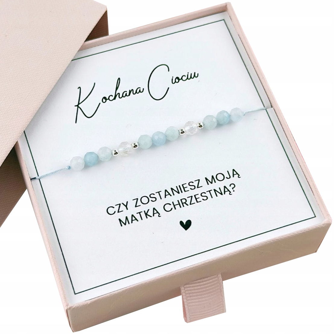 Niebieska Bransoletka z Akwamarynu dla Chrzestnej