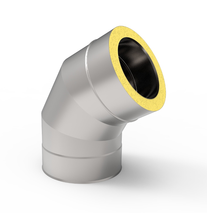 Kd koleno izolované nerezové fi 250 0,8 mm 60 stupňů komínová vložka ocel