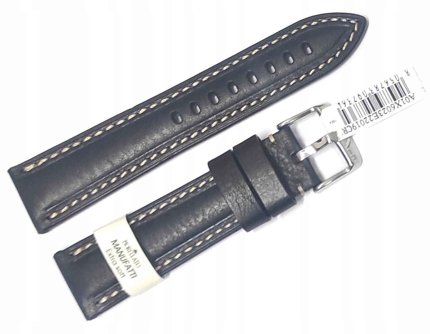 Černý Kožený Měkký Italský Řemínek Pro Hodinky Morellato Carra 22 mm X6023