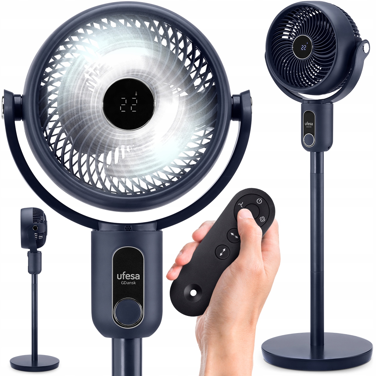 Stojanový Ventilátor Ufesa Cirkulátor Oscilace 3D 3 Režimy 50W Časovač Dálkové Ovládání