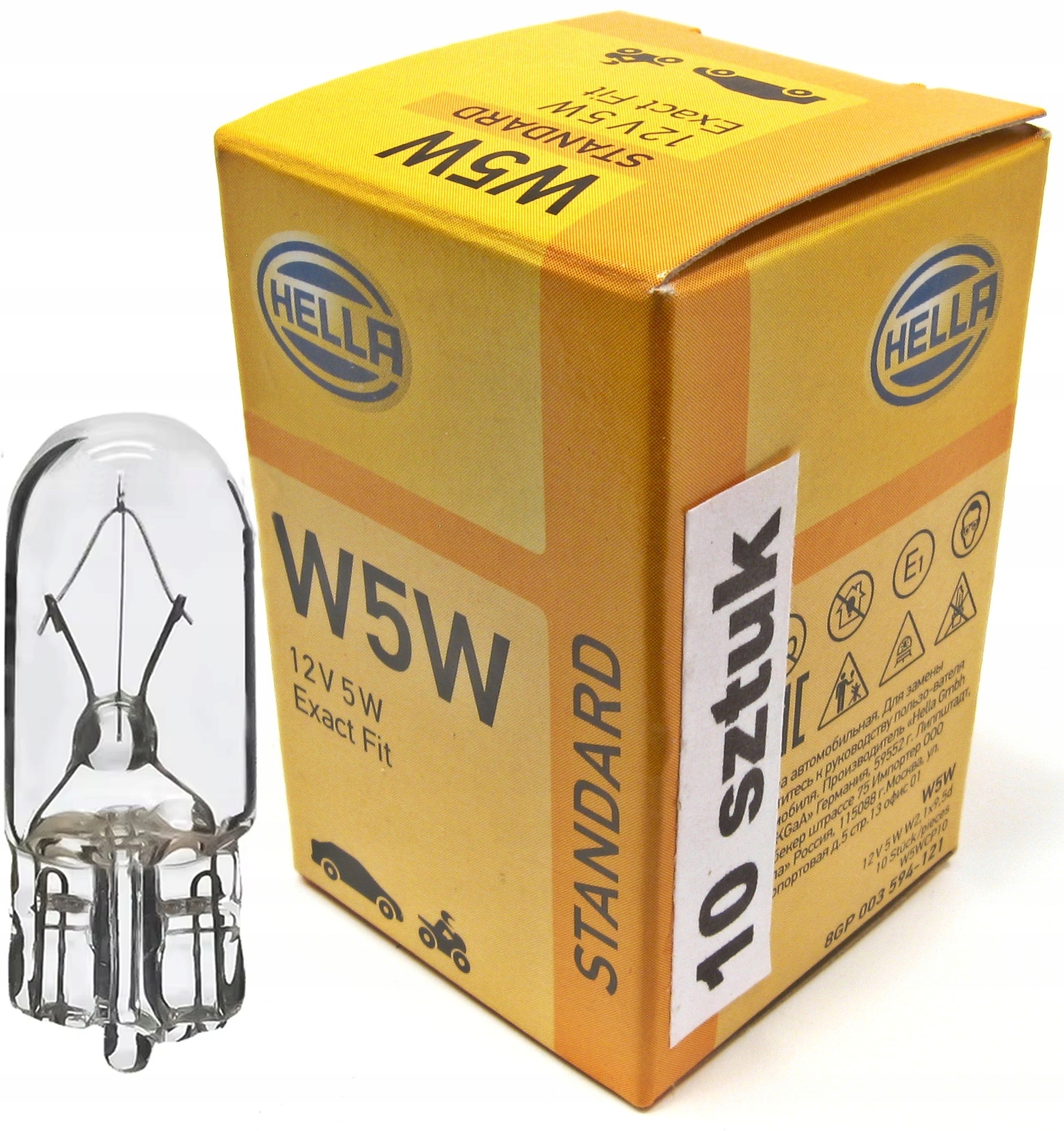 Żarówki Hella żarówka w2.1x9.5d 12V 5W W5W 10 sztuk