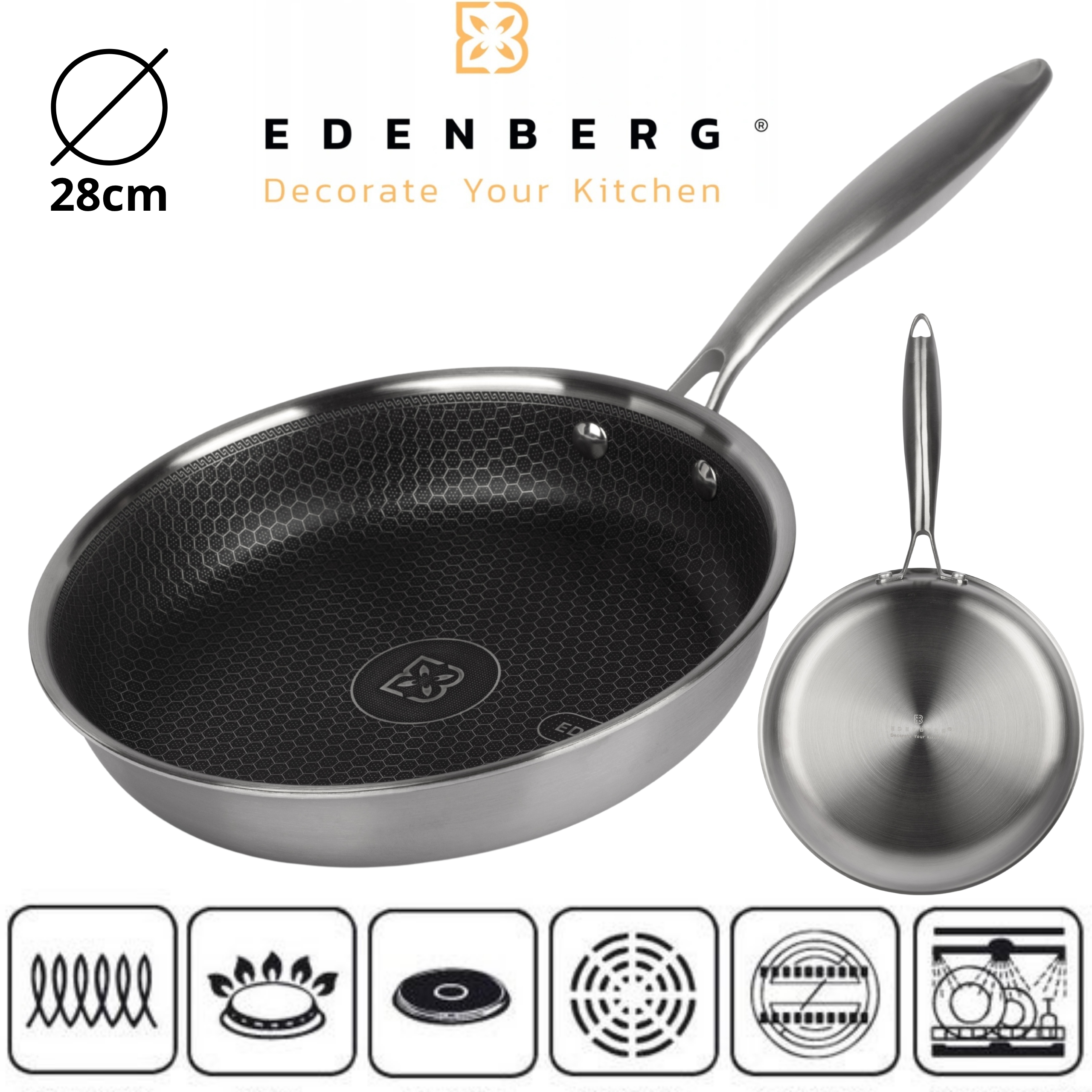 Solidna Patelnia 28cm Powłoka Plastra Miodu Nieprzywierająca Gastronomia