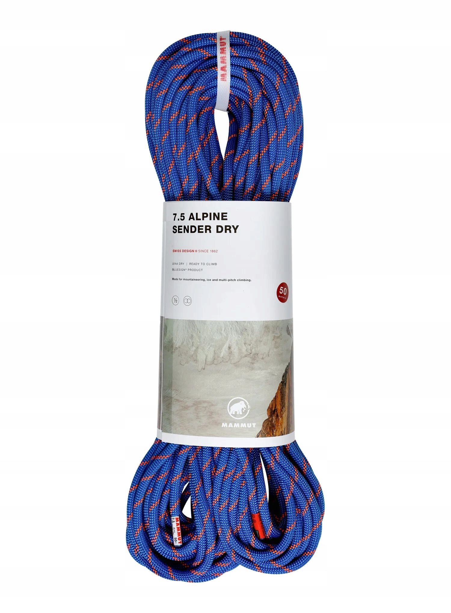 Lezecké lano Mammut 7.5 Alpine Sender Dry Rope 50 m blue/vibrant