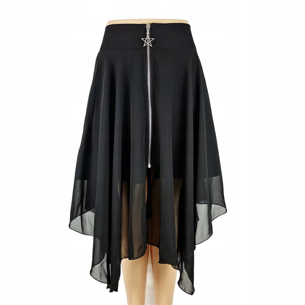 Elegantní asymetrická gotická Sukně s průsvitnými detaily M