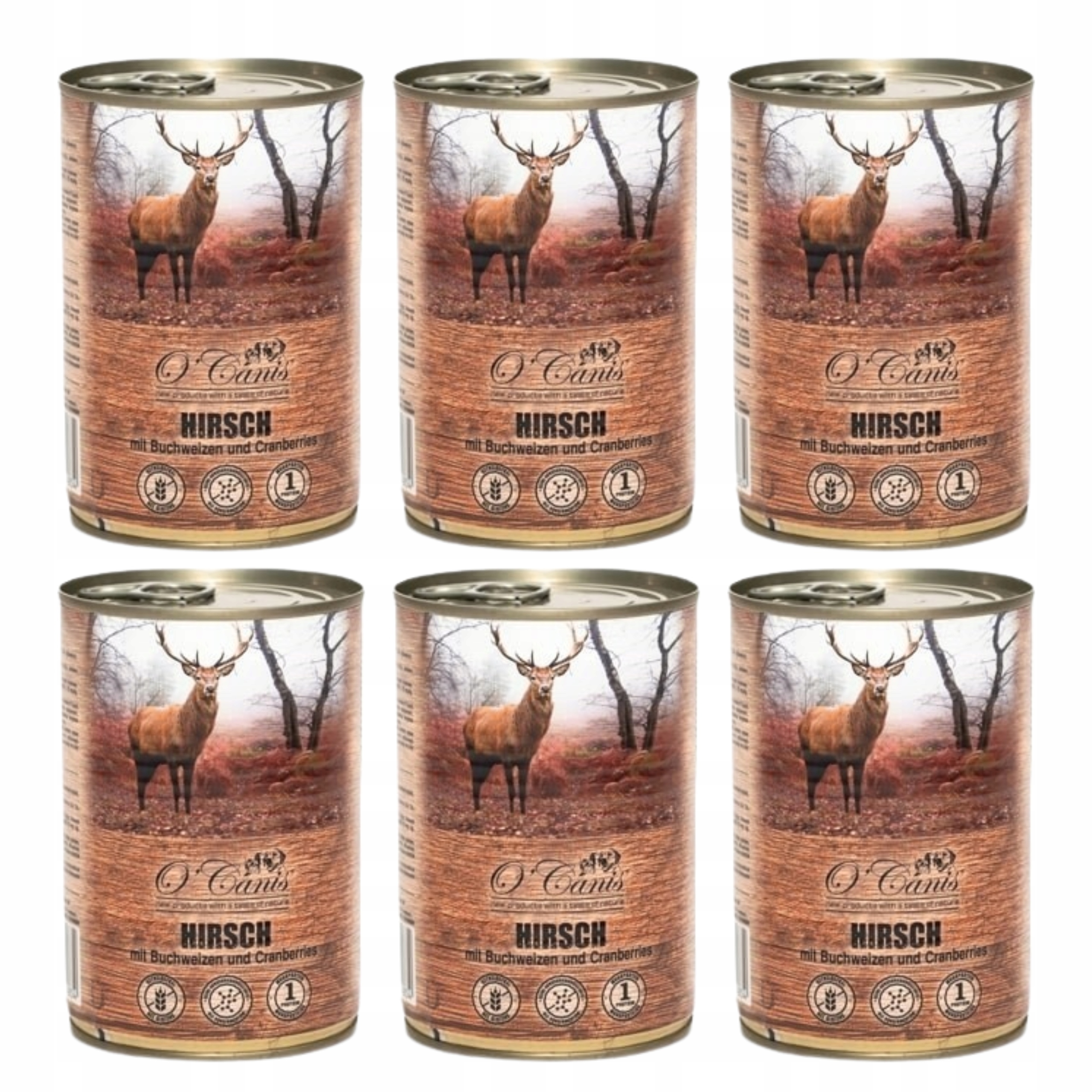 6 x O'Canis, pies, jeleń z kaszą gryczaną, puszka 800 g