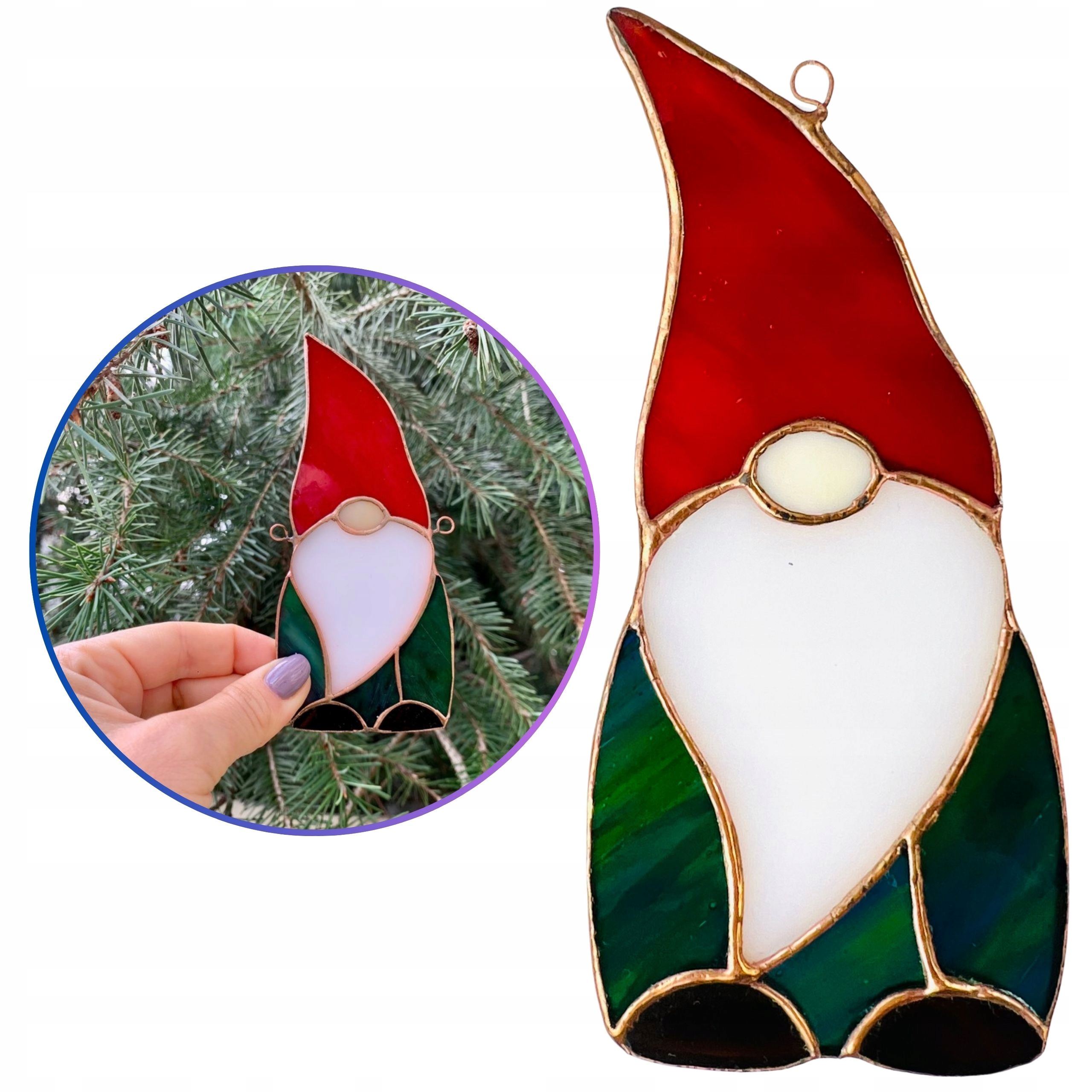 Trpaslík Skřítek vánoční ozdoba na Vánoce vitráže řemesla