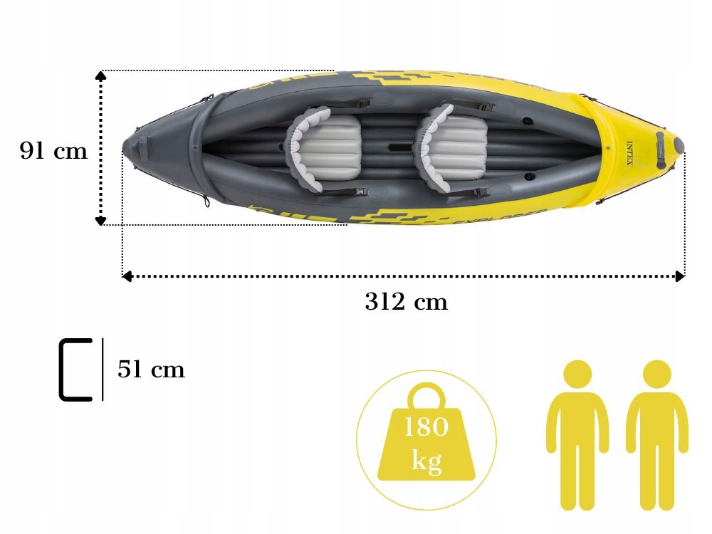 Kajak 2os. Explorer K2 Intex 68307 Pompka Wiosla MODEL 2024 Stan opakowania oryginalne
