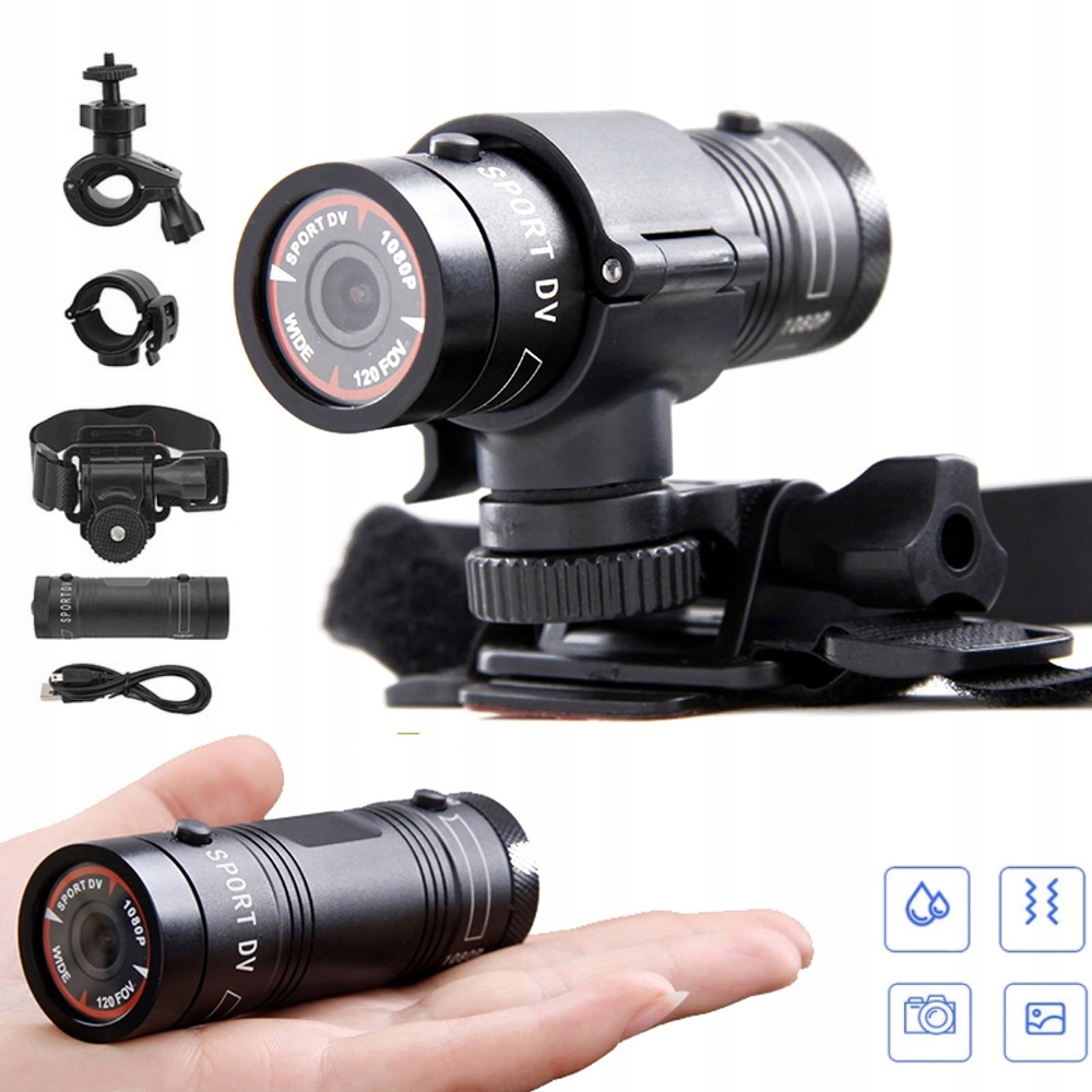 1080P Kamera sportowa Wodoodporna kamera motocyklowa kamera rowerowa 120°