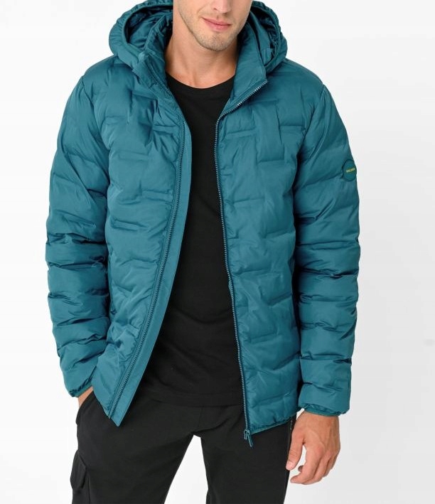 Modrá pánská prošívaná přechodová bunda s kapucí Volcano j-sintor XL