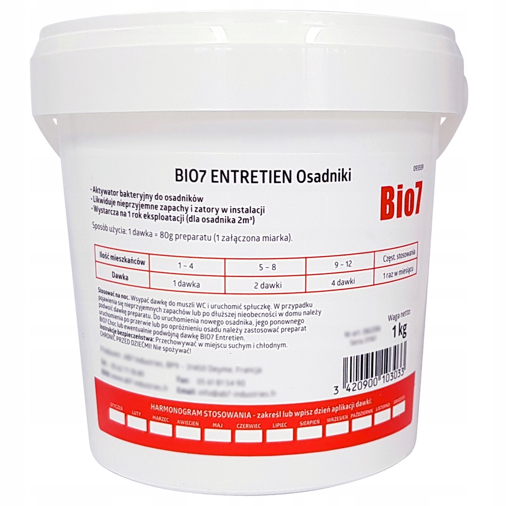 

Bio 7 Entretien 1KG Bakterie Osadnik Oczyszczalnia