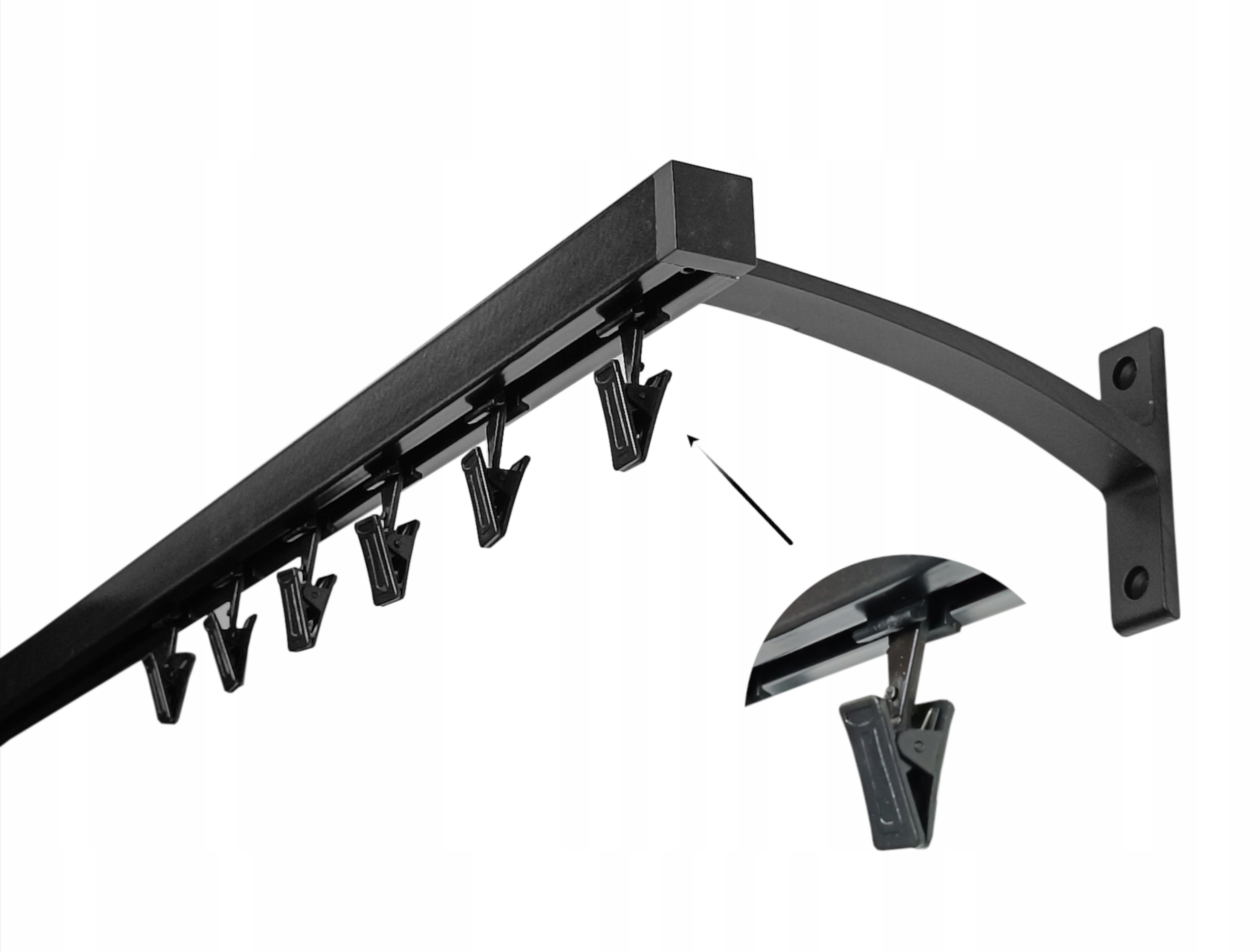 Garnýž Kwadro jednoduchý Aluminiový 20mm Černý Mat 120cm žabka