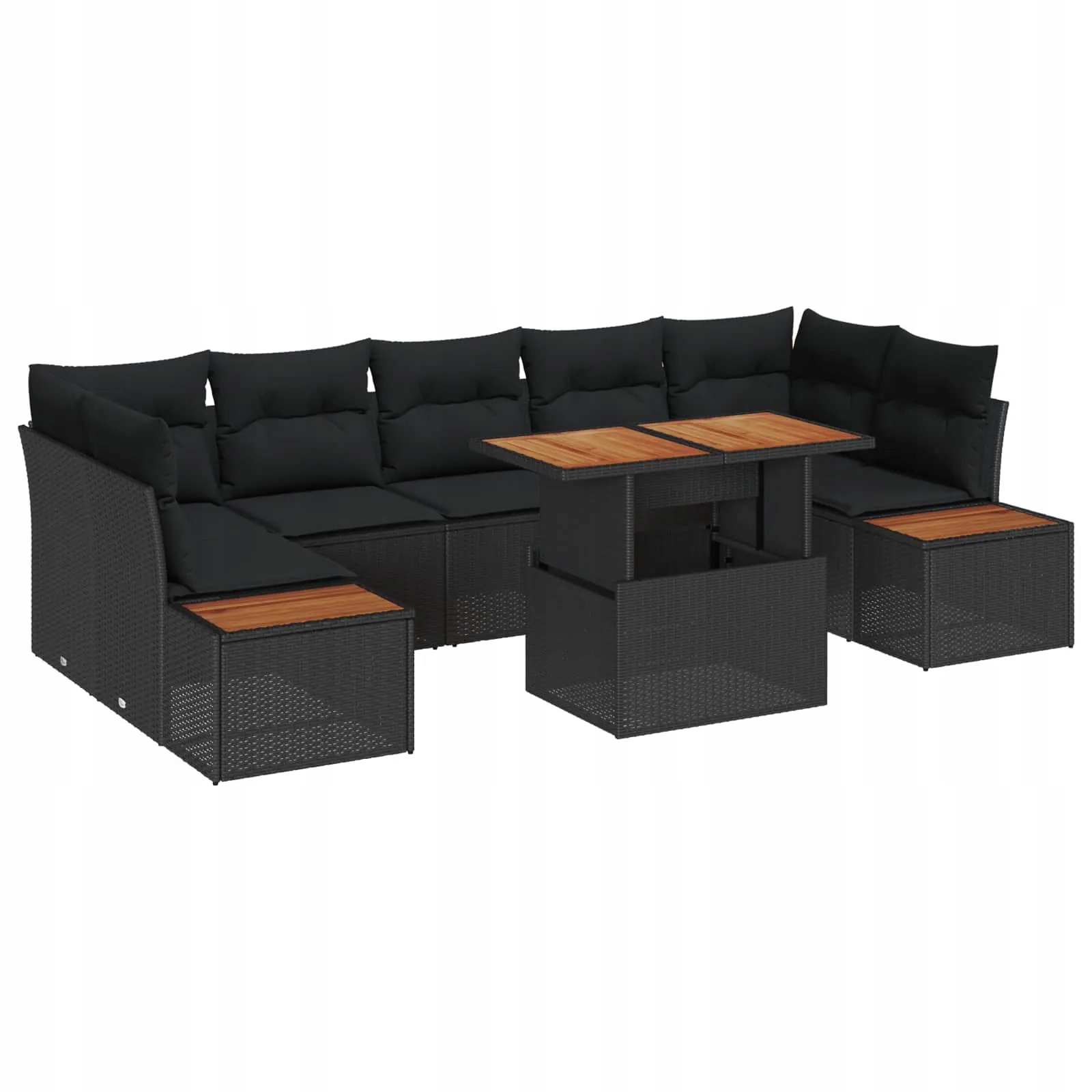 vidaXL Sada zahradních pohovek s úložištěm 8 pcs Černá Poly ratan