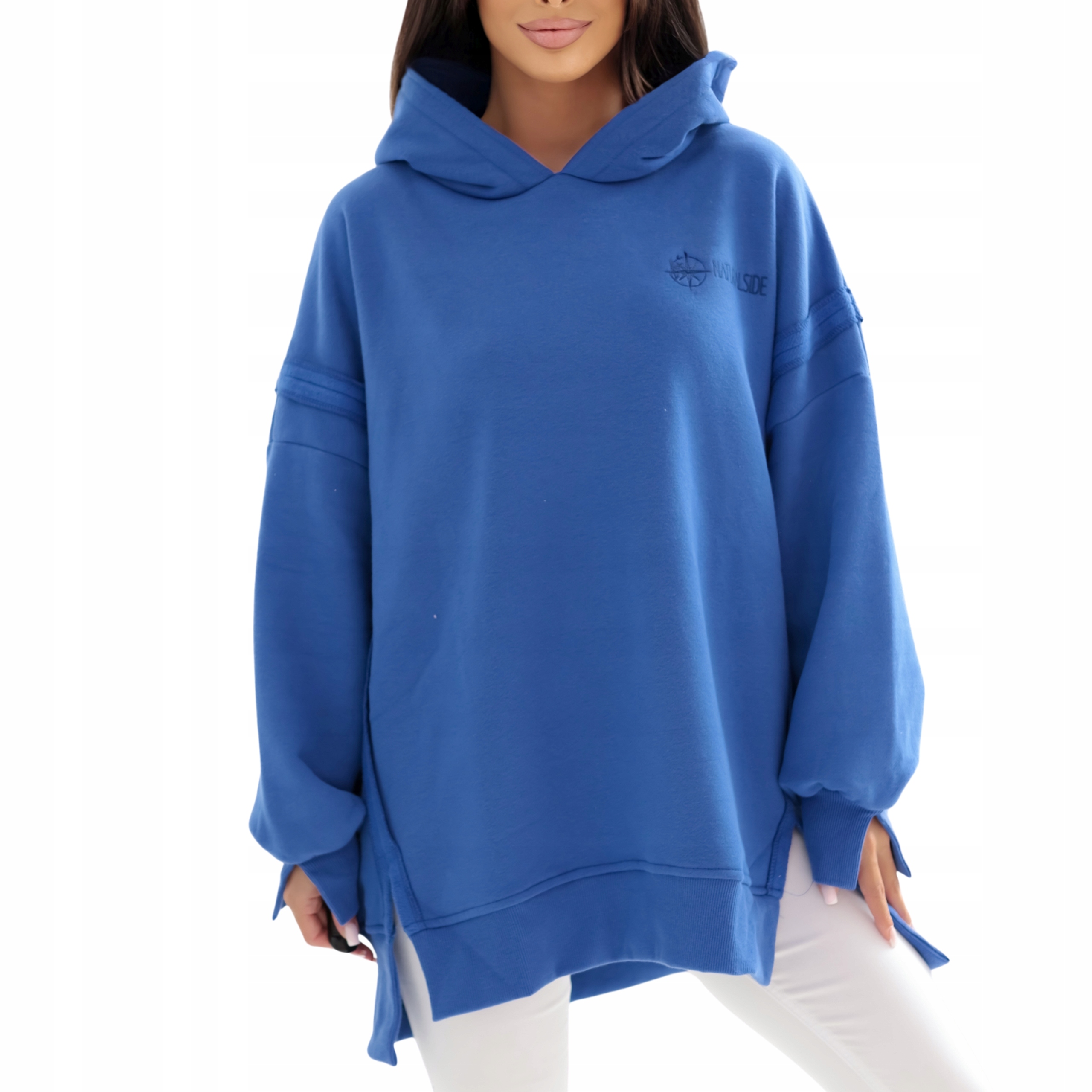 Dámská oversize klokanka s kapucí mikina modrá M/L