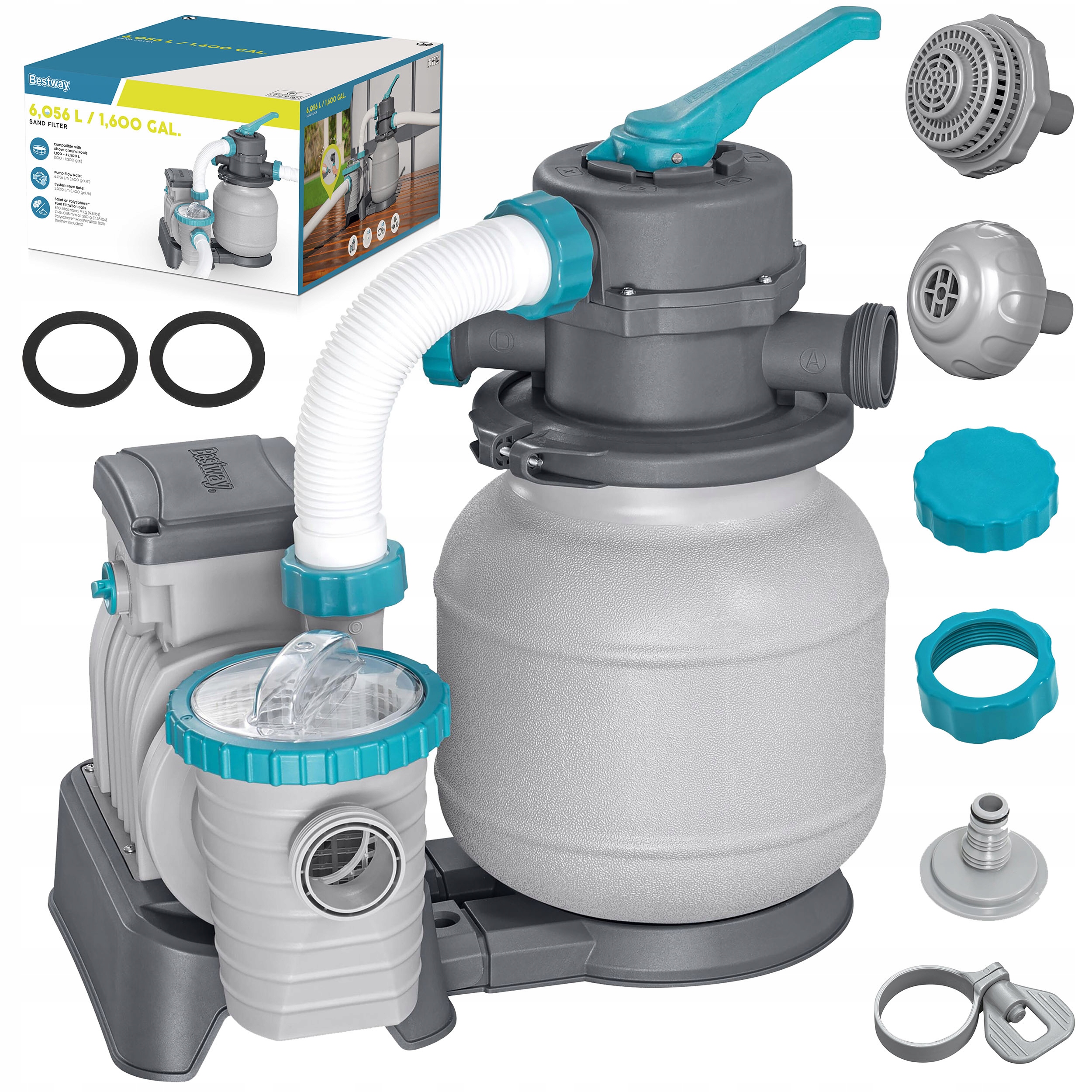 Pompa piaskowa do basenu filtr do basenów 6056 l/h złączki węże Bestway
