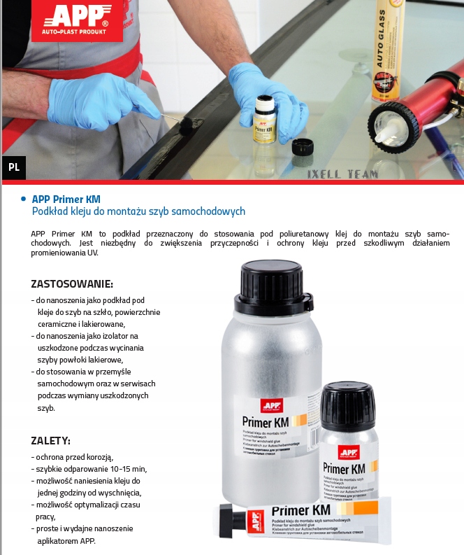 APP Primer KM 10 ml Podkład kleju DO SZYB 1077 Typ Poliuretanowe