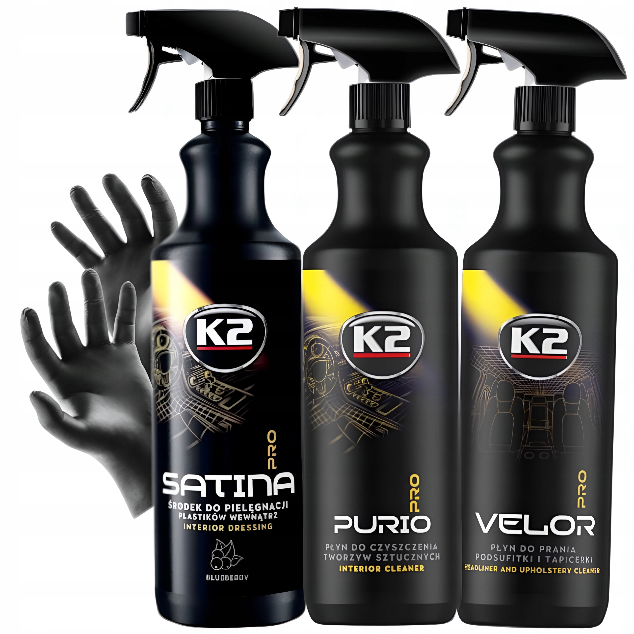Zestaw K2 Purio Satina Velor Do Czyszczenia Samochodu Tapicerki Plastików