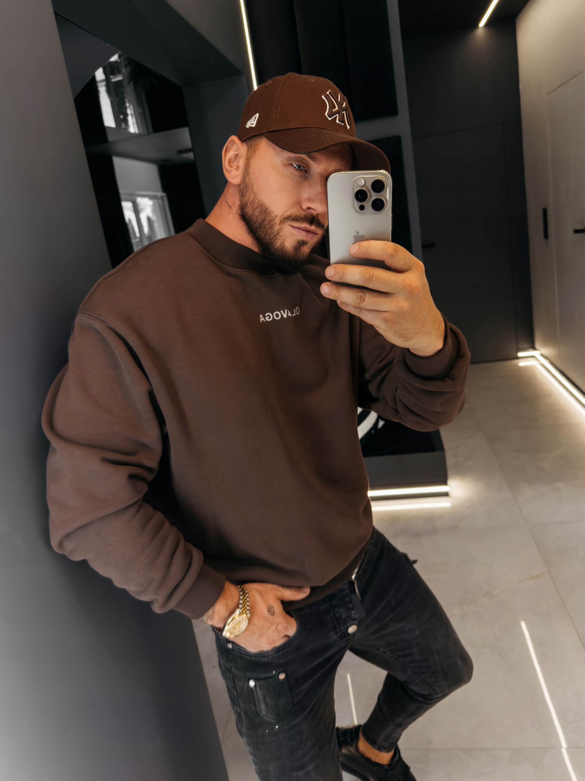 Pánská Mikina Flash Olavoga Čokoládová XL