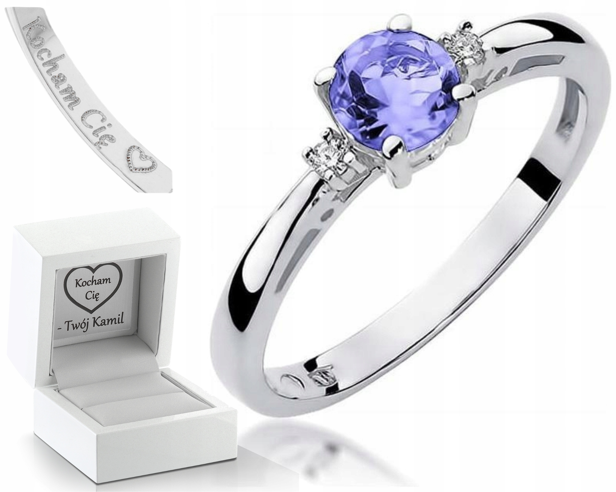 Bílý Zlatý Prstýnek S Brilianty Tanzanit 585