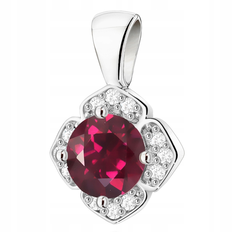 Zlatý Přívěsek Přívěsek pr. 585 Květina Brilianty 0,06 ct a Rodolit 0,50 ct