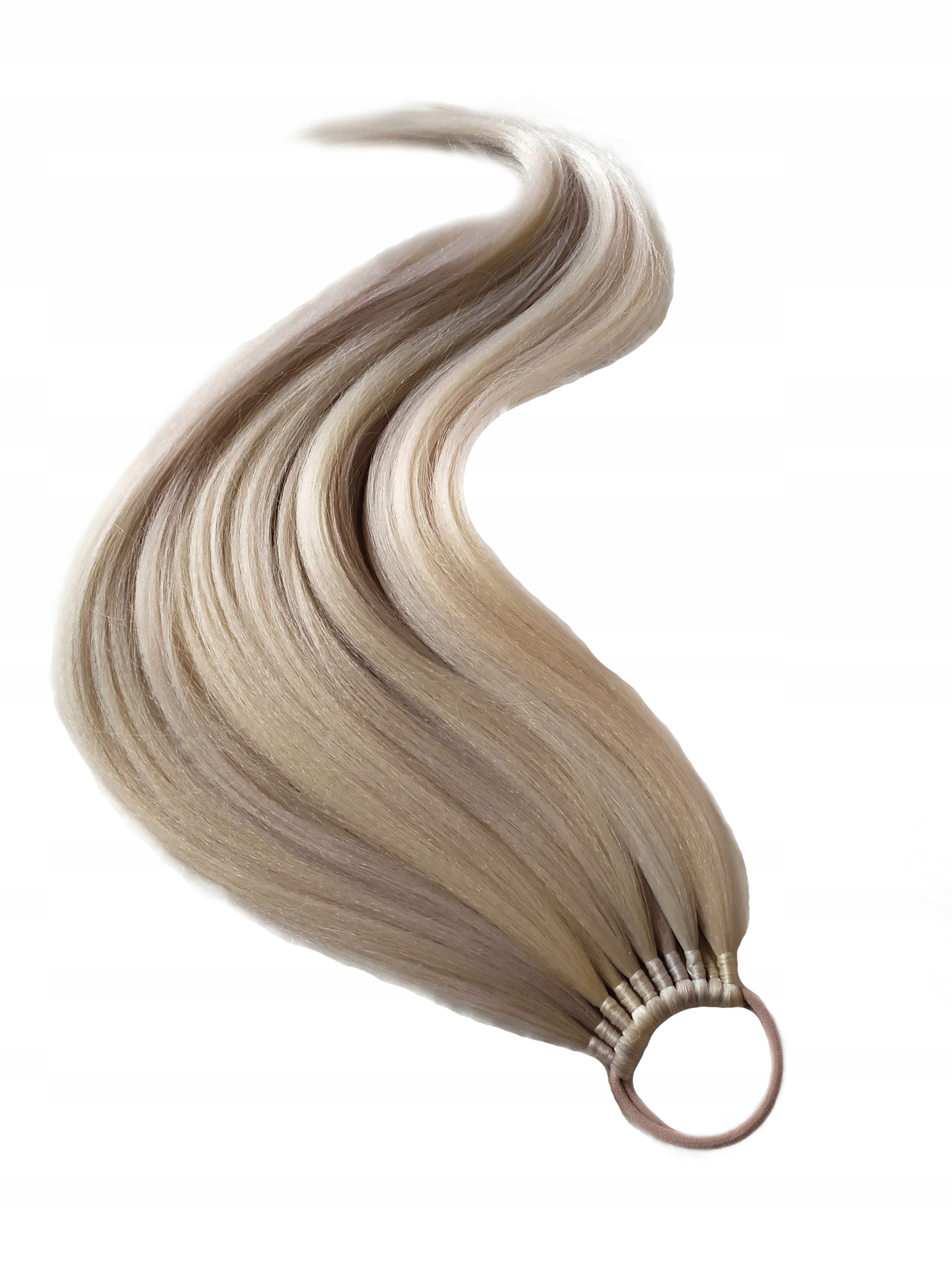 Kucyk Doczepiany Na Gumce, Treska, chłodny blond, Chłodna Blondynka, 40cm