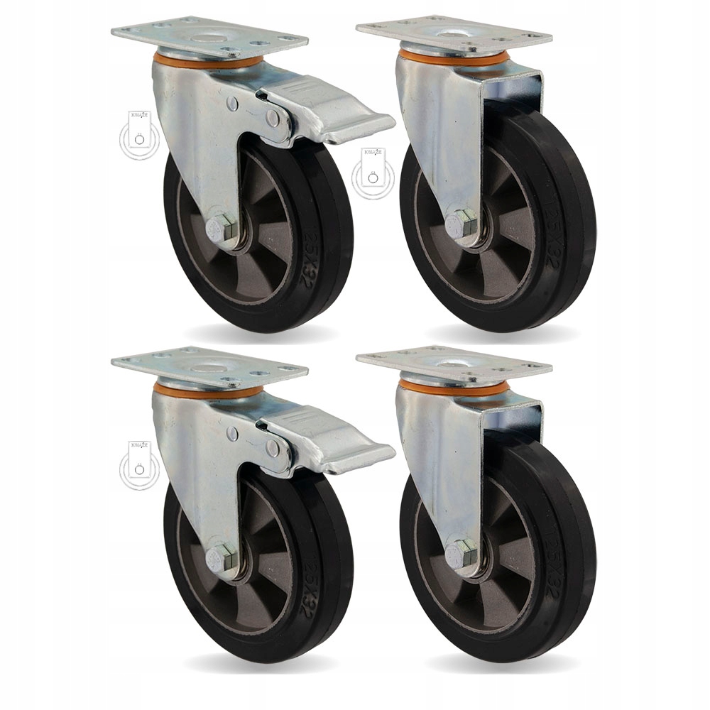 12HALGE125K2 Kolečko fi 125 vozík regál komplet 4ks