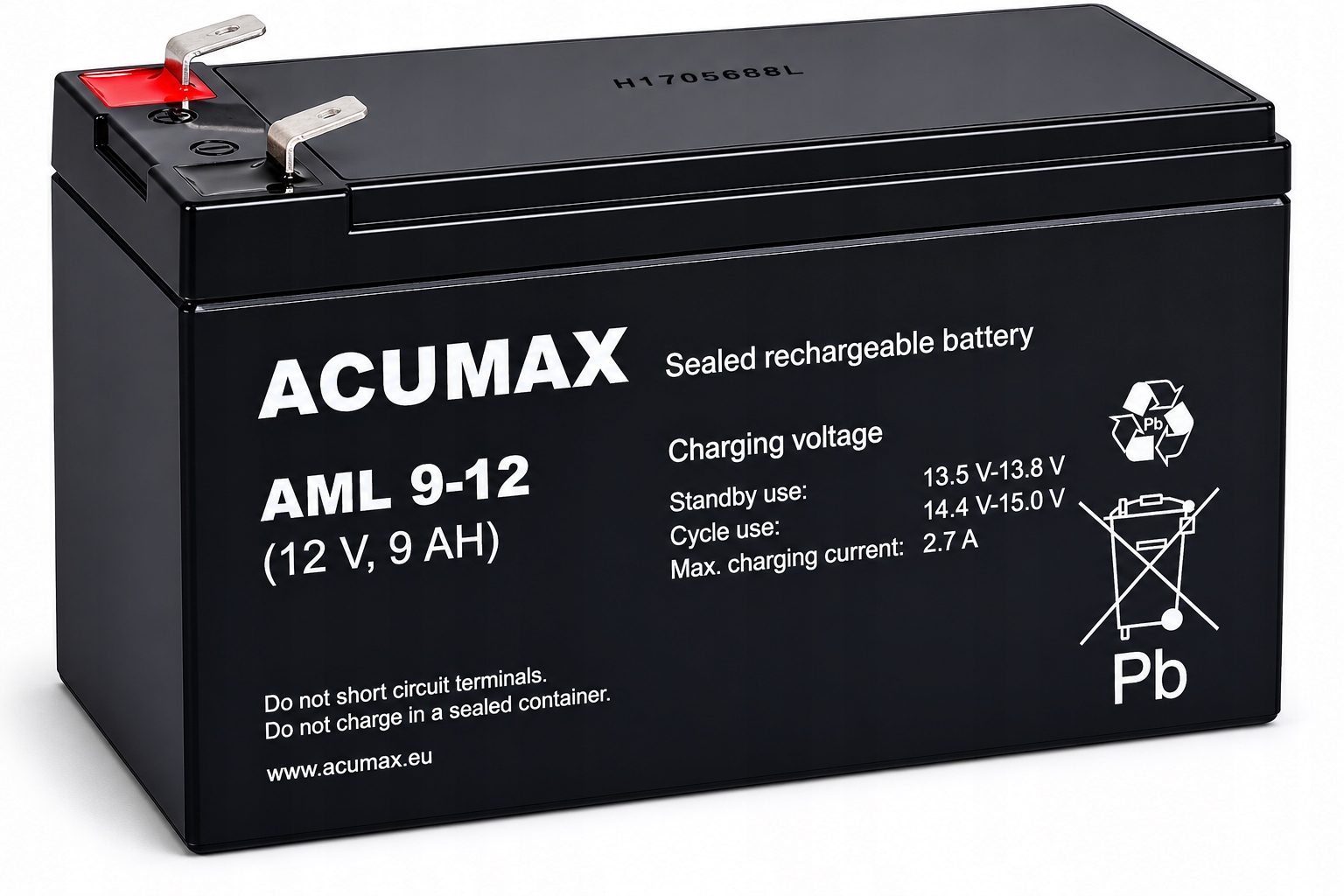 Szczelny akumulator Agm Acumax 12V 9Ah AML9-12 T2 do central Gabaryt 7AH