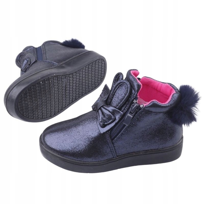 GRANATOWE BOTKI DZIEWCZĘCE SNEAKERSY SUWAKI PŁASKIE BUTY DZIECIĘCE Rozmiar (new) 23